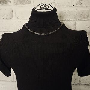 Magnetic Hematite Choker Necklace Unisex Metallic Beaded Minimalist Strand